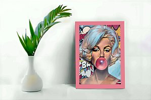 Quadro Decorativo Marilyn Monroe Chiclete Moldura e Vidro A4