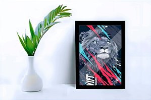Quadro Decorativo Leão Abstrato C/ Moldura e Vidro 33x25 A4