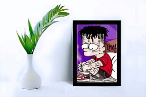 Quadro Decorativo Bart Simpson Triste Moldura e Vidro 33x25