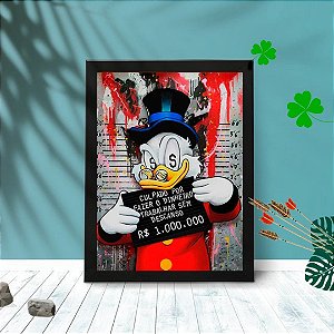 Quadro Decorativo Tio Patinha Sentença Moldura e Vidro 33x25