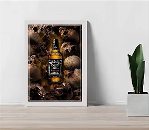 Quadro Decorativo Jack Daniels Skull Bar Restaurante + Vidro