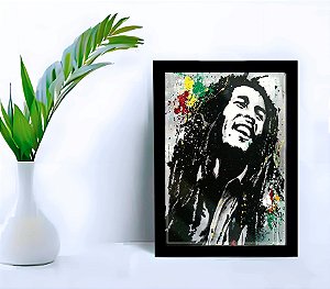 Quadro Decorativo Bob Marley Ink Estúdio C/ Vidro 33x25 cm