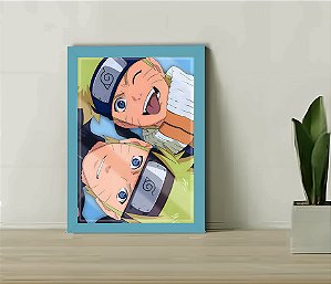 Quadro Decorativo Naruto Selfie Sala Quarto + Vidro 33x25 A4