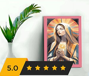 Quadro Decorativo Maria Abstrata Igreja Sala +Vidro 33x25 A4