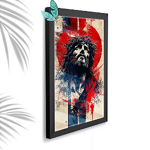 Quadro Decorativo Jesus Cristo + Vidro 33x25 Sala Quarto