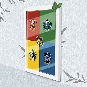 Quadro Decorativo 4 Casas Harry P + Vidro 33x25 Sala Estudio