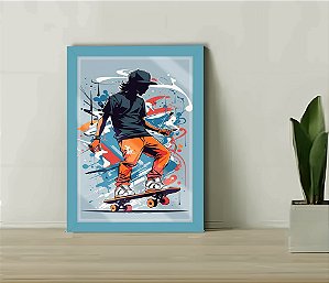 Quadro Decorativo Skate Grafite +Vidro 33x25 Escritório Sala