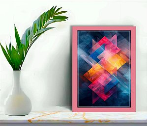 Quadro Decorativo Geo Vibrante + Vidro 33x25 Escritório Sala