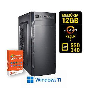 PC Completo Ryzen 5 12GB RAM SSD 240GB  Pronto Uso + Office