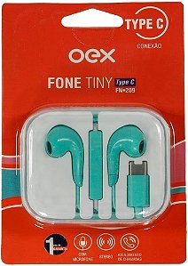Fone De Ouvido Com Microfone Tiny Tipo C Oex FN209 Azul