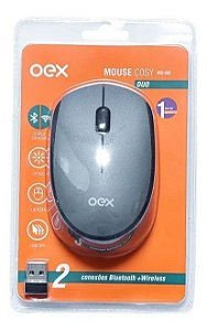 Mouse Bluetooth e Wireless 1000 DPI OEX COZY MS602 Prata