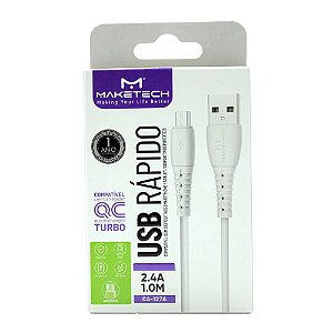 Cabo Micro Usb 1 M Branco Maketech Ca-127 A