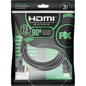 Cabo Hdmi 2.0 90° Ultra Hd 3 Metros 4k 3d 018-3323 Chip Sce