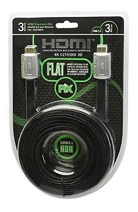 Cabo Hdmi Pix 2.0 4k Hdr 19p 3m Flat Desmontável Conduite