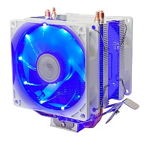 Cooler Gamer Branco Universal Intel Amd Duplo Fan Rgb C/ Led Azul Dex