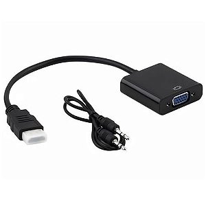 Cabo Conversor hdmi para vga Com Áudio P2