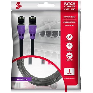 Cabo De Rede Cat8 Rj45 Ethernet Patch Cord 40gbps 2000mhz 1mt