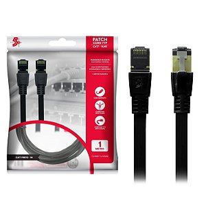 Cabo de Rede Patch Cord Cat. 7 Blindado Ftp 10 Gbps 1 Metro Preto