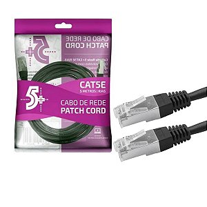 Cabo De Rede Patch Cord Cat5E Ftp Blindado 5 Metros Preto