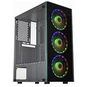 Gabinete Gamer Kmex Cgbl10 Com 3 Coolers Rgb e Controladora