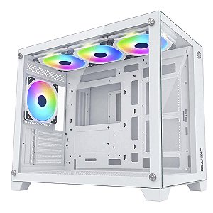 Gabinete Gamer Aquário Kirra Snow Liketec Com 4 Fan Argb Top