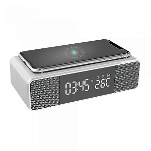 Carregador Sem Fio Com Caixa De Som Bt Branco
