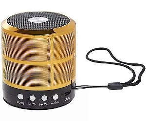 Caixa De Som Bluetooth Fm Aux Cartão 3W Ws-887 Dourada