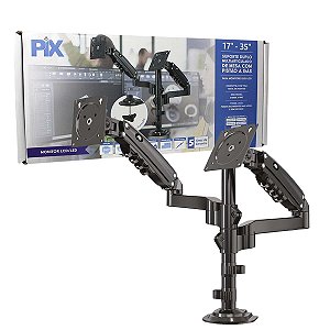 Suporte Para 2 Monitores Ajustável 17" a 35" Pistão a Gás