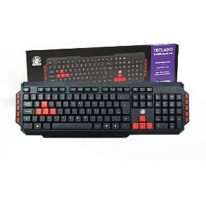 Teclado Gamer Usb  5+ Nemesis Start 2.0 Preto e Vermelho