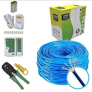 Kit 150m Cabo Rede Furukawa Testador Alicate 50 Rj45 Bat 9v