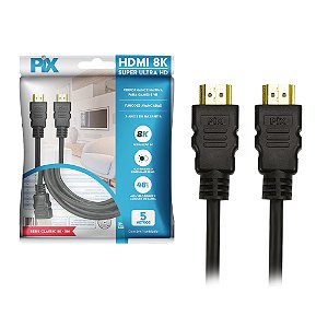 Cabo Hdmi 2.1 8K Hdr 19P 5 Metros Para Ps5 Xbox Series Preto