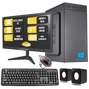 Computador Completo I3 Escritório Monitor 19'' Teclado Mouse