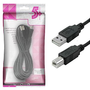 Cabo Usb 2.0 Para Scanner Impressora Multifuncional 5 Metros