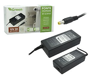 Fonte Chaveada 12v 3a 36w Bivolt P4 5,5*2,1mm Cftv Monitor