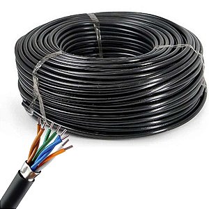 Cabo De Rede 140Mts Cat5 Blindado Preto Capa Pvc Capa Uv
