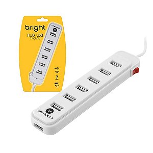 Hub Usb Branco Com 7 Portas Chave Interruptor Entrada 5v