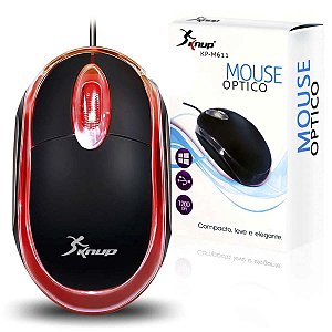 Mouse Knup USB Óptico 1200 DPI Preto 3 Botões Cabo 1,5m