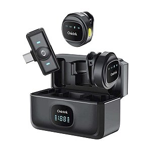Kit 2 Microfone Lapela Sem Fio Botão Profissional Usb C Novo