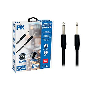 Cabo De Áudio P10 Para P10 Mono Para Guitarra 5 Metros