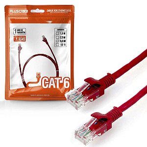 Cabo de Rede Patch Cord Plus Cable Cat.6 2,5M Vermelho Giga