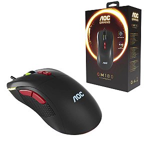 Mouse Gamer Aoc Usb Rgb Rainbow 7 Botões 7200dpi GM180B
