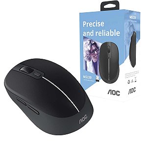Mouse Optico Sem Fio Aoc 2,4Ghz Office Preto 1600dpi Ms220B