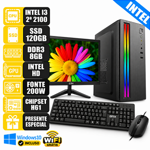Computador Completo Intel I3 8gb Ssd 120Gb Monitor 17'' W10