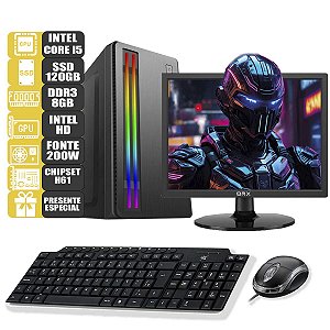 Computador Completo Intel I5 8gb Ssd 120Gb Monitor 17'' W10