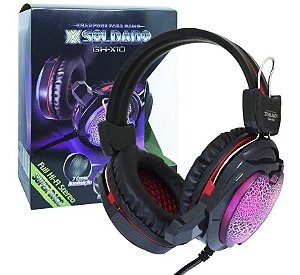 Headset Gamer GH-X10 X Soldado com LED PC microfone stereo