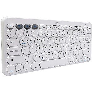 Teclado Bluetooth Retrô Abnt2 Slim Recarregável Branco Oex'