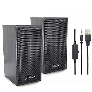 Caixa de Som Multimidia USB P2 10W RMS Madeira Preta