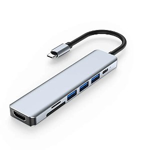 Adaptador Hub Usb C 7x1 Macbook Hdmi Cartão Micro Sd Pd 87w