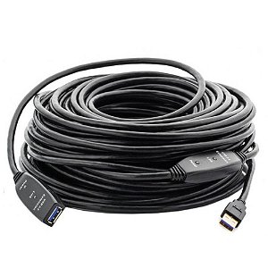 Cabo Extensor Wlw USB 3.0 30Mts Ativo Com Repetidor E Alim