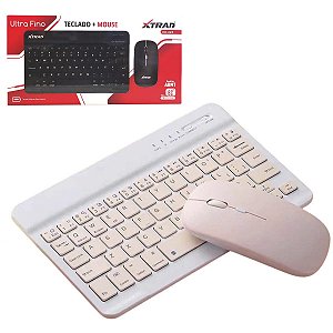 Kit Teclado Mouse Sem Fio Bluetooth Wifi Para Ipad e Tablet